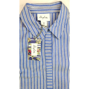 HEYTON Women's Shift Dress Blue White Stripe Sz S Long Sleeve Over Blouse NWT